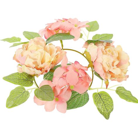 Couronne de bougies et fleurs artificielles en anneau pour décoration, 2 pièces, centre de table coloré (1/5)