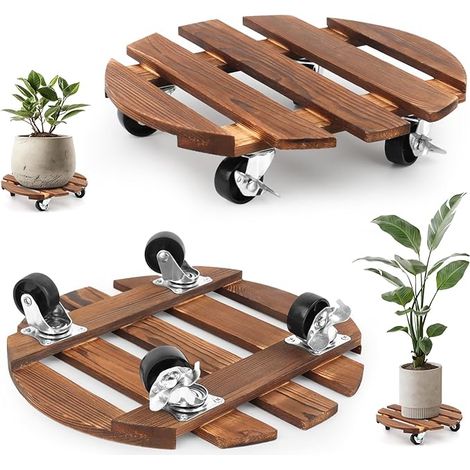 Lot de 2 roulettes rondes pour plantes de 30 cm - Résistantes aux intempéries - Soucoupe avec roulettes - Planche à roulettes - Pour l'extérieur