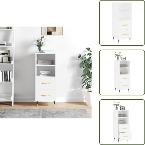 Buffet blanc 34,5x34x90 cm bois d'ingénierie - Buffet Design Moderne - Meuble Rangement - Armoire Blanche - Commode Tiroir - Mobilier Salon