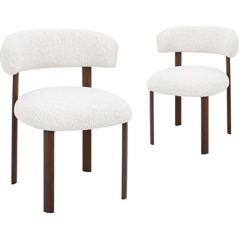 Lot de 2 chaises en velours tissé écru pieds en métal marron