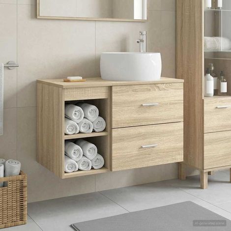 vidaXL Set di mobili per il bagno 2 pcs Rovere Sonoma
