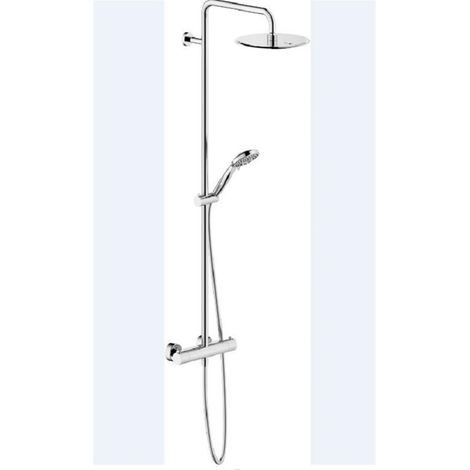 Nobili – Colonne de douche thermostatique 3 jets – Douche de tête ronde 250 mm – Mitigeur thermostatique mural – Coloris chromé brillant (1/2)