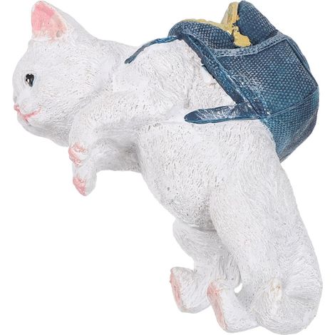 Figurine Suspendue de Chat Câlin en Résine Blanche pour Pot de Fleurs, Décoration Extérieure de Jardin et Balcon, Ornement Miniature Féérique Suspendre de Plantes (1/5)