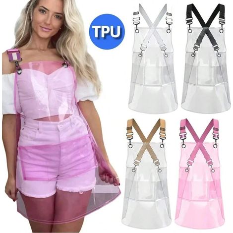 Tablier de travail imperméable avec poches matelassées, résistant à l'huile, unisexe en TPU, adapté pour cuisine, salon de coiffure, bar, fournitures domestiques. (1/4)