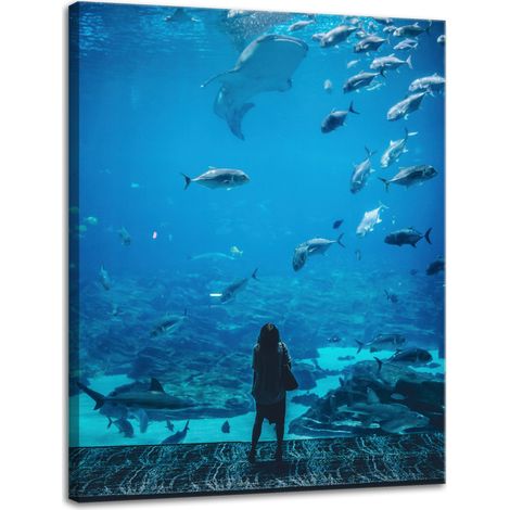 Leinwanddruck „Menschen im Aquarium“, 30 x 40 cm