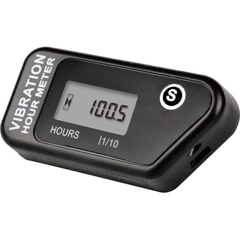 Compteur horaire sans fil alimenté par batterie, jauge de détection de vibration pour tracteur de pelouse, chariot de golf(Black) (1/5)