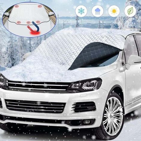 Windshield frost protection, magnetic windshield frost cover, universal car windshield cover, car frost protection, winter windshield protection against snow, ice and sun, 183 x 116 cm