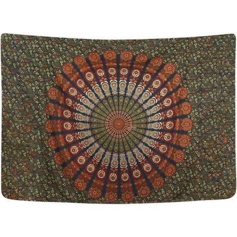 Décoration murale mandala - Imprimé floral doré - Polyester - Intérieur et extérieur - Convient à tous - Style 2 - 1 pièce (1/5)