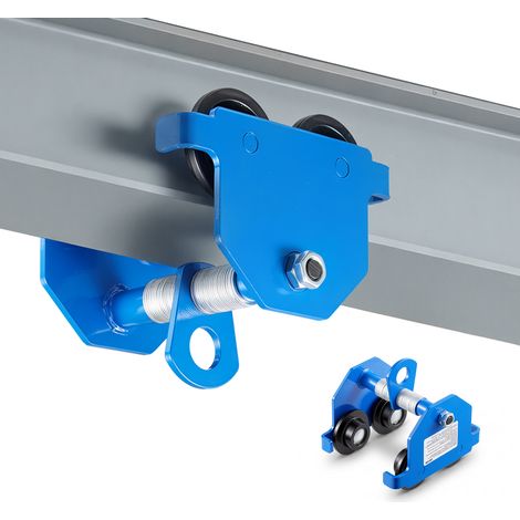 VEVOR Chariot Porte-Palan Manuel 499 kg Chariot a Poutre en I Reglable, Largeur de Bride 53-140 mm, pour Poutres Droites et Courbes, Garage, Entrepot et Atelier, Roues Doubles, en Acier au Carbone (1/5)