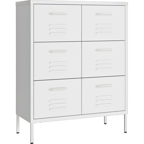 Commode Salon,Buffet,Armoire à tiroirs Blanc 80x35x101,5 cm Acier -56899 (1/5)