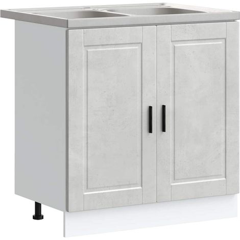 Sink Base Cabinet Porto 2 pcs Grey 80 x 46 x 81.5 cm vidaXL