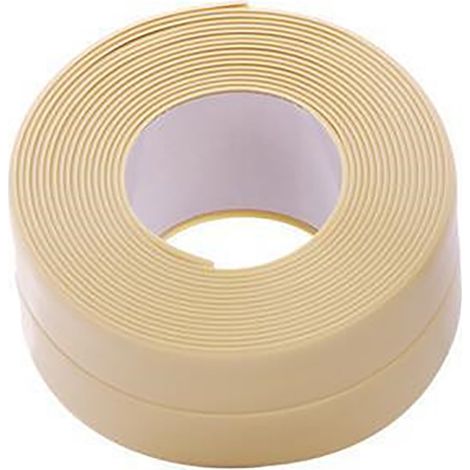2 Rouleaux Bande Etancheite Autocollante Imperméable,PVC Ruban Adhesif de Scellage Mural,Douche,Toilette,Cuisine,Salle de Bains (1/5)