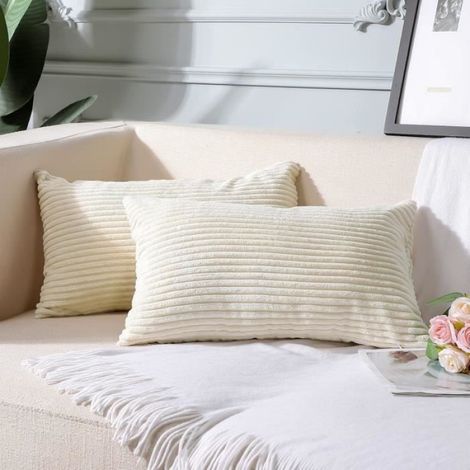 Housse De Coussin - Velours Côtelé - 30 X 50 Cm - Canapé Bureau Chaise - Lot De 2 (1/4)