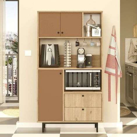 Buffet cuisine 3 portes niches micro-ondes et cafetière JENA