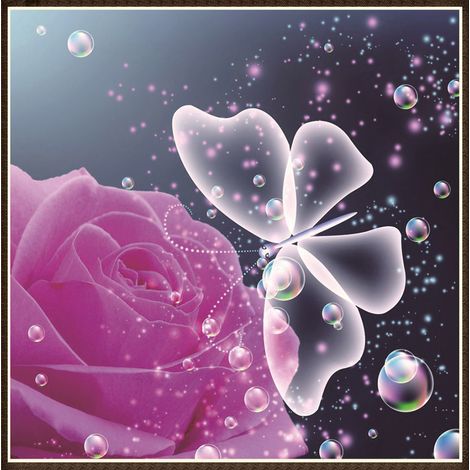 Kit de Peinture Diamant DIY Broderie Cristal Rhinestone Décoration Murale Maison Colorée (Papillon) (1/5)