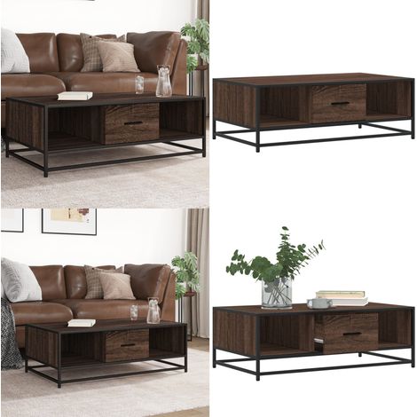 vidaXL Couchtisch Braun Eichen-Optik 100x57x35 cm Holzwerkstoff Metall (1/5)