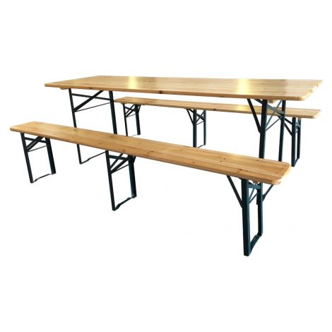 SET BIRRERIA TAVOLO E 2 PANCHE RICHIUDIBILI IN LEGNO CM 220X80XH76 19332
