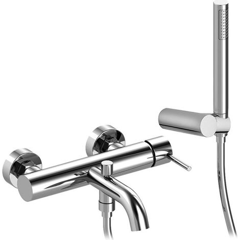 Miscelatore vasca cromo in ottone con leva slim completo di accessori Alba (1/2)