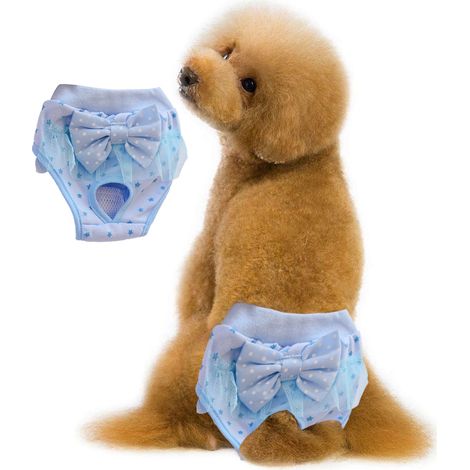 Culotte physiologique pour animaux de compagnie Culotte menstruelle princesse en dentelle Culotte physiologique pour chien avec nœud