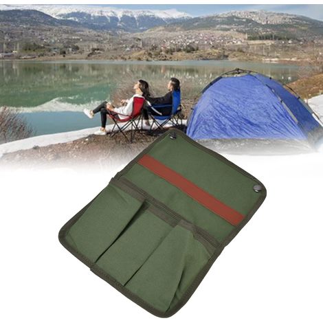 Chaise Kermit pour le camping en plein air, sac de rangement suspendu pour accoudoir, sac de rangement latéral multifonctionnel, sac de rangement portable, vert militaire. (1/5)