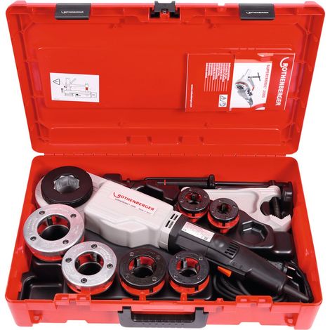 Rothenberger – Machine à fileter électrique SUPERTRONIC® 2000 – Filetage BSPT R 1/2-2 pouces – Moteur fiable pour utilisation continue – Mallette ROCASE incluse