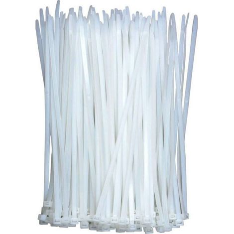 Lot de 100 serre-câbles blancs transparents - En plastique - Longs et résistants à la traction de 18 kg - Auto-bloquants - Pour bureau, maison et extérieur - 300 mm x 4 mm