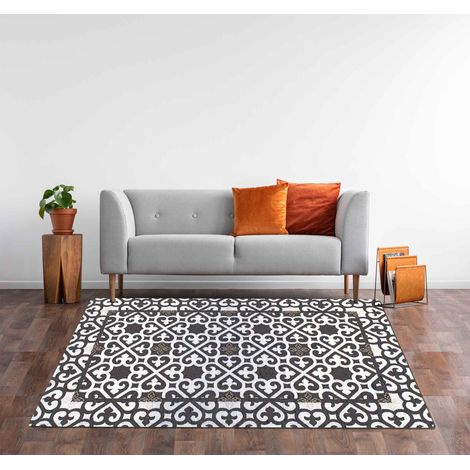 Tappeto Arredo Moderno Morbido in Ciniglia Ingresso Antiscivolo Prodotto Italiano Soggiorno Camera Salotto Disegni Piazzati Cotone Varie Misure Grande Arabic Antracite - 175x280 cm (1/5)