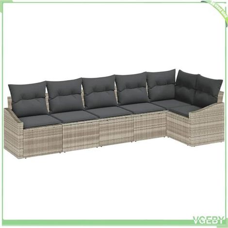 Ensemble de canapés - FAFEICY - 3346742 - Gris clair - Polyrotin résistant aux intempéries - Coussins amovibles (1/5)