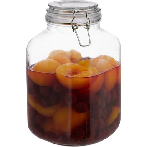 Relaxdays Preserving Jar, 2x Set, Each 3L Volume, for Canning & Pickling, XXL Glass, Air-tight, Swing Top, Transparent