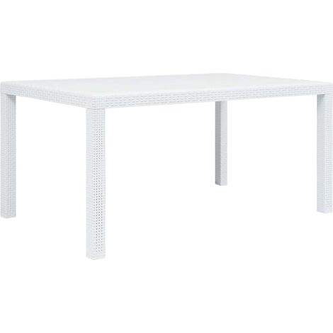 Table d'extérieur Table de salon de jardin - Blanc 150x90x72 cm Plastique Aspect de rotin BV890993 - BonneVie (1/4)