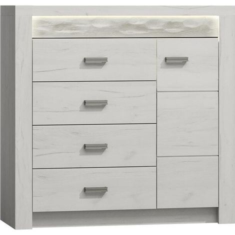 Cómoda Serfeno 115, Arte blanco, Con cajones y puertas, Número de cajones: 4, 104x109x42cm