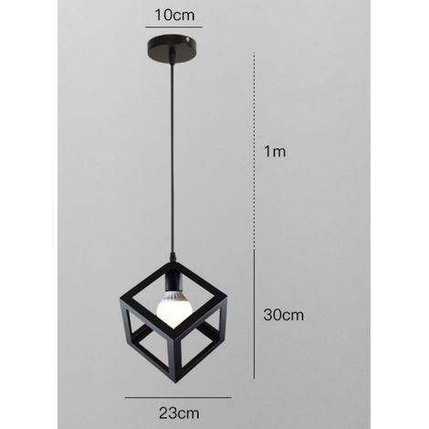 Suspension Luminaire Moderne Lustre Forme Cube Lampe de Plafon de Style Géométrique en Métal E27 Plafonnier pour Chambre Salon Restaurant (1/5)