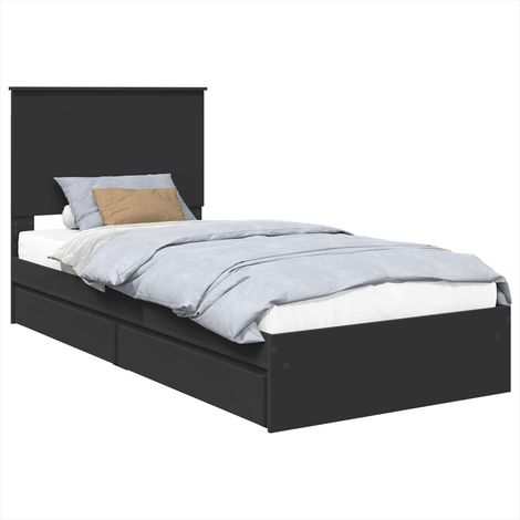 Aufbewahrungsbett Schwarz 75 x 190 cm Holzwerkstoff vidaXL