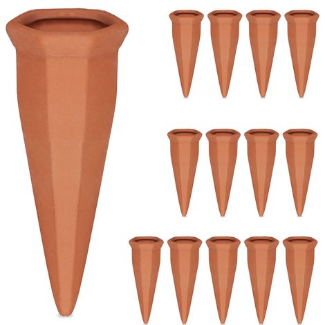 Relaxdays Tonkegel Bewsserung, 14er Set, Giekegel fr 1,5 l PET-Flaschen,  Zimmerpflanzen & Balkonksten, terrakotta