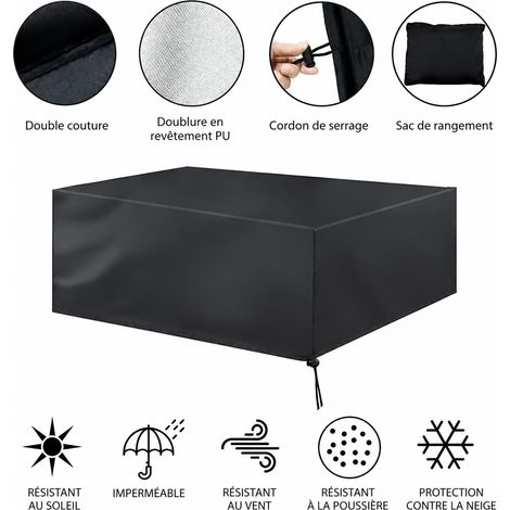 Housse de protection pour mobilier de jardin 210D noir argenté 220 x 220 x 85 cm 210d noir 220 85 300 g – Livraison gratuite