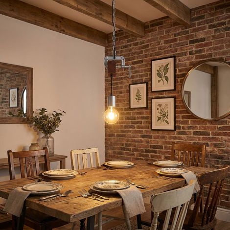 Lampada a sospensione in legno lampada da tavolo da pranzo cucina a sospensione retrò plafoniera vintage a sospensione 1 lampadina, morsetto a vite in metallo zincato, E27, LxH 14x120 cm (1/5)