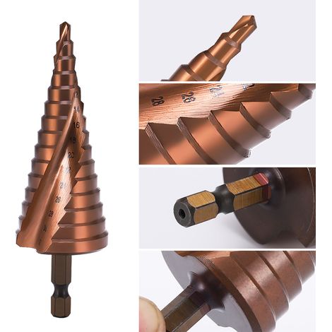 4-20mm HSS M35 Cobalt Spiral Groove Step Drill Bits 1/4'' Hex Handle 9 Sizes (1/5)