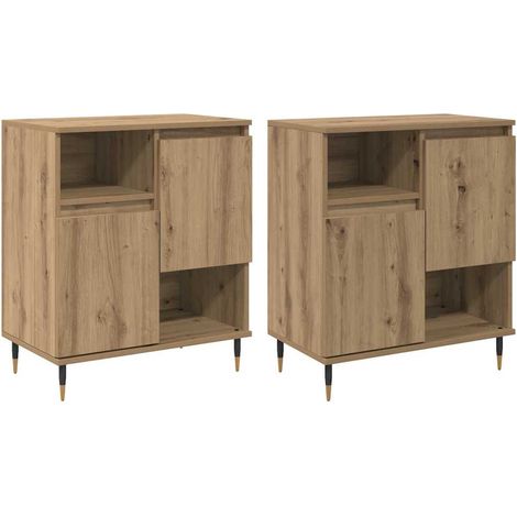 2 pcs Buffet,Bahut,Meuble de Rangements chêne artisanal 120 x 35 x 70 cm CFW66375 (1/5)