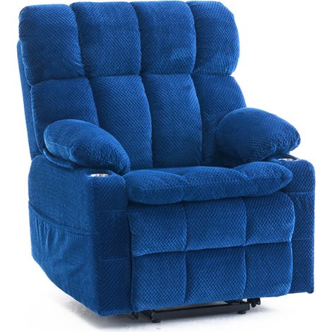 Fauteuil TV électrique réglable avec deux moteurs et aide à la position debout pour le salon, fauteuil de lecture, fauteuil inclinable, canapé une place multifonctionnel (bleu) (1/5)