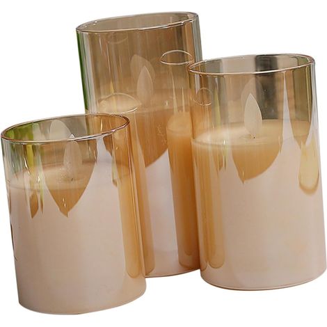 3pièces Bougies LED sans Flamme Verre Clignotantes pour (1/5)
