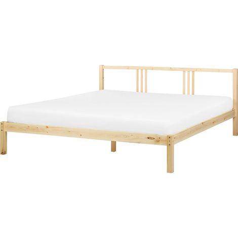 Bed Pine Wood VANNES 180 x 200 cm (EU Super King) Light Brown