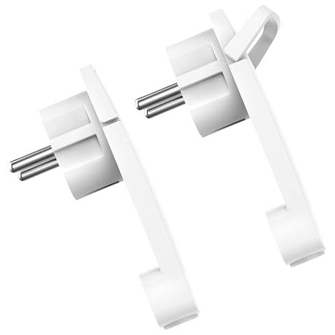 Extra Flat Schuko Plug, European Power Plug 250 V 16 A IP20, Male Earth Contact Electrical Plug with Folding Handle and Cable Twist Protection, White (1/5)