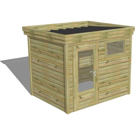 ABRI DE JARDIN bois Pin autoclave 27mm - 2,64x2,14m / 5,7m2 - Bac acier - Abri Français