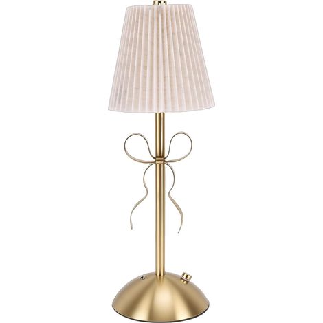 Lampe de Table à Nœud, Petit Abat-jour en Tissu doré, Chambre (1/5)