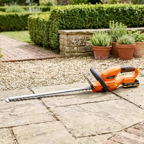 Taille-Haies Électrique 100 W, Lame 51 cm, Batterie 2,0 Ah et Chargeur, Orange (1/5)