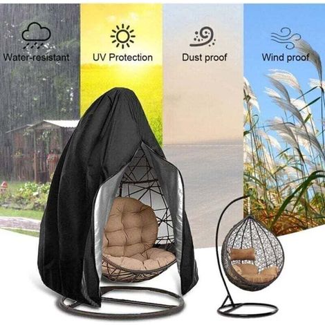 unidad (115x190cm, Negro) Funda Oxford 210D para silla colgante de jardín, funda protectora impermeable para sillas de exterior, resistente a los rayos UV y al viento. (1/3)