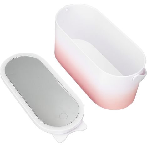 Boîte de Rangement Maquillage Rotative Grande Capacité avec Miroir LED Pliable (1/5)