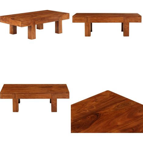 Table basse Bois d'acacia solide avec finition miel 100x50x30cm - Table basse vintage - Table basse miel (1/5)