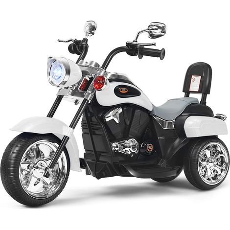 COSTWAY 6V Elektro Motorrad mit verstellbaren Scheinwerfer, Dreirad Kindermotorrad mit Sound und Hupe, Elektromotorrad 2,5-3 km/h für Kinder ab 3 Jahren Weiss (1/5)