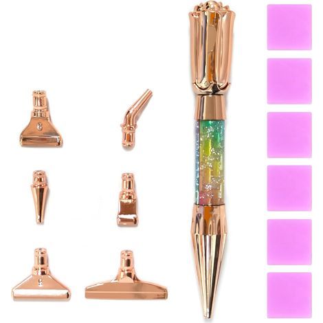 Lot de 13 accessoires pour peinture diamant 5D, outils et recharges, 6 styles, tête de stylo en or rose, matériel complet DIY (1/4)